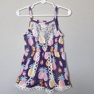 Dash of Glitter Romper Toddler Girl XS 12-18M Purple Pineapple Novelty Lace‎